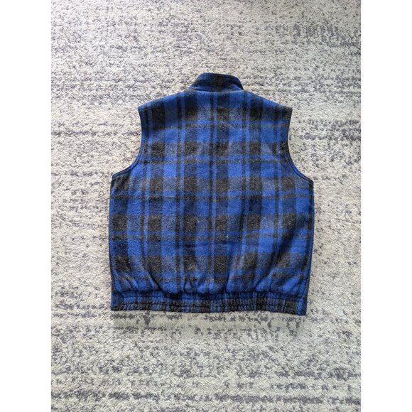 Vintage Northern Summit Wool Blend Vest Blue Plaid Sherpa Lined Hiking Mens L - Picture 5 of 7